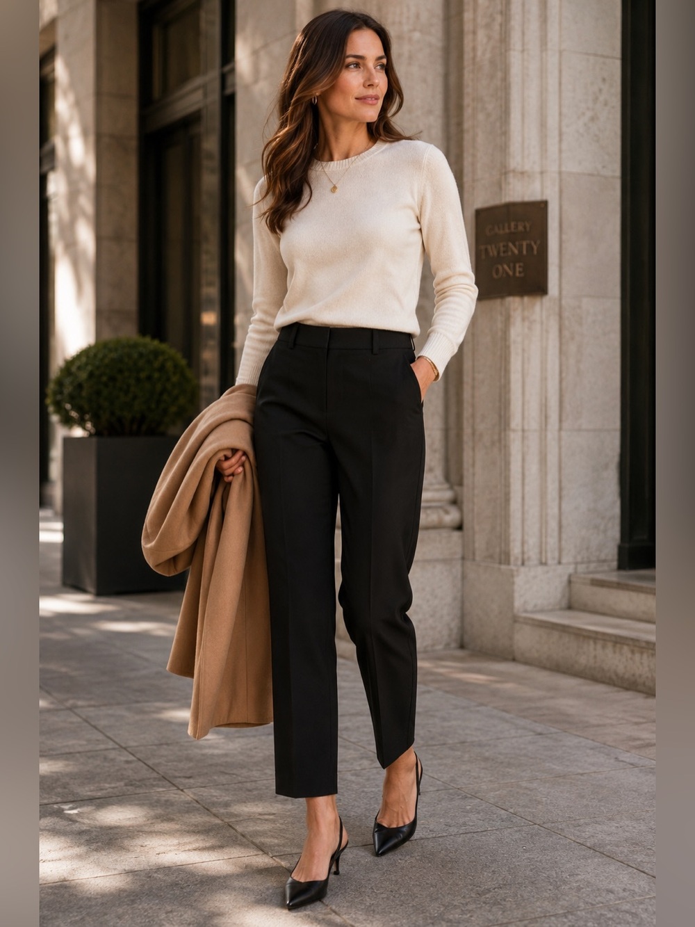 Theory Black Cropped Straight-Leg Dress Pants